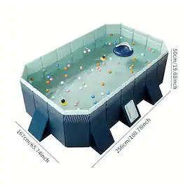 Mondawe - 2.6m Rectangular Modular Foldable Above Ground Family Swimming Pool for Backyard - Blue