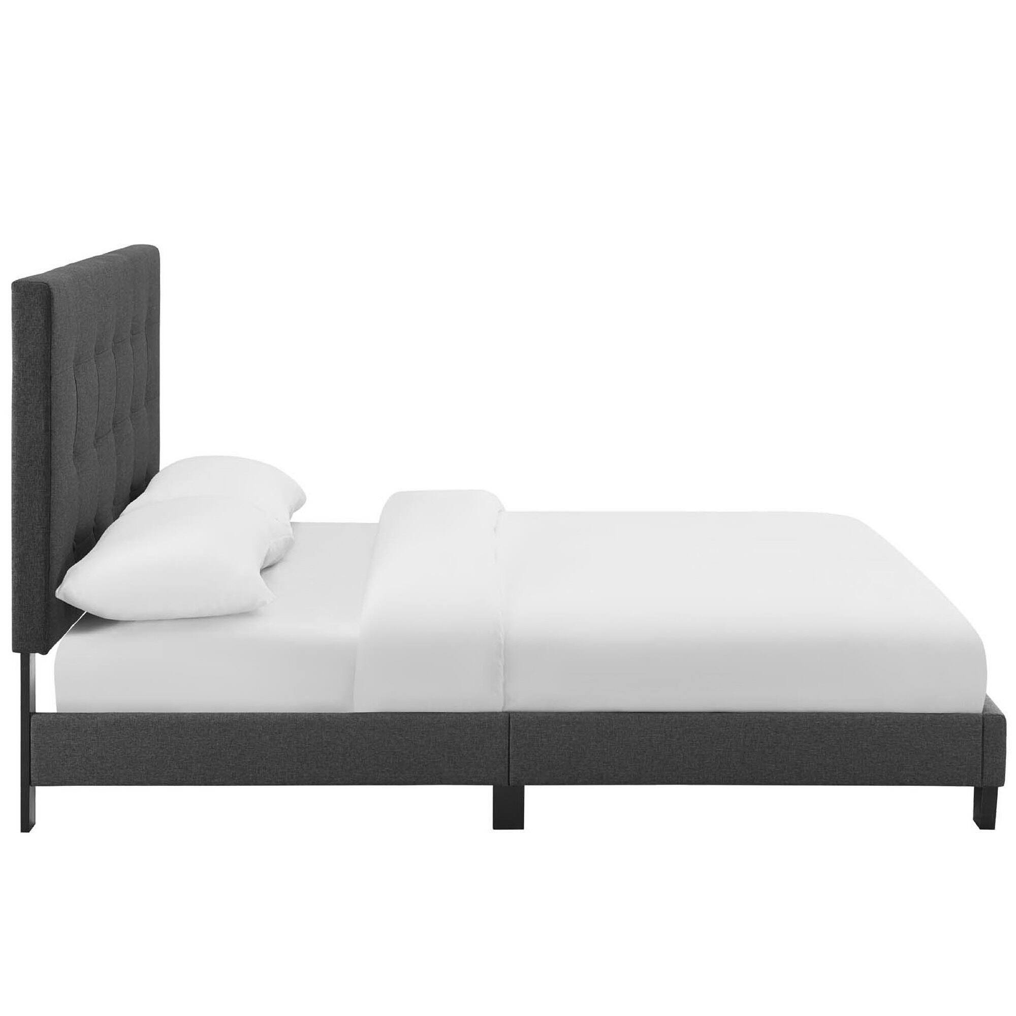 Back. Modway - Billie Wood Twin Platform Bed Frame - Brown.