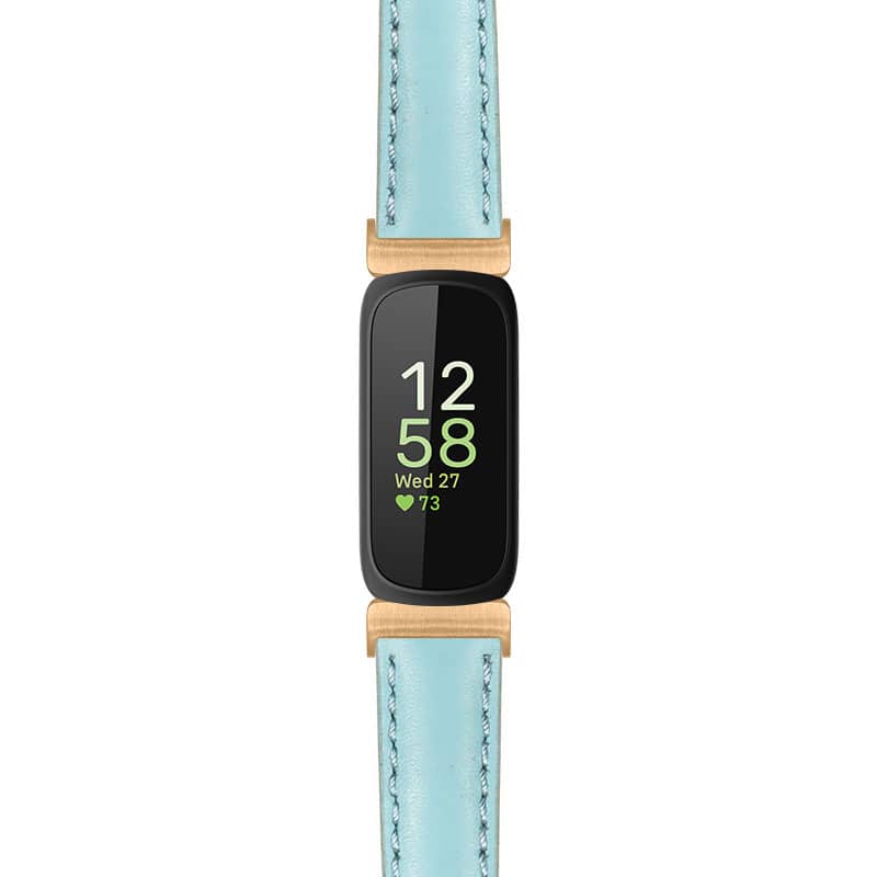 StrapsCo - Everyday Leather Watch Band Strap For Fitbit Inspire 3 - Light Blue (Rose Gold Hardware) price history on PriceWatchPro