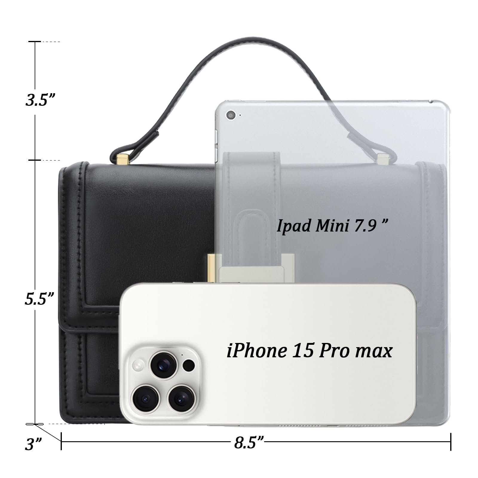 3.5"  
Ipad Mini 7.9"  
5.5"  
iPhone 15 Pro max  
3"  
8.5"