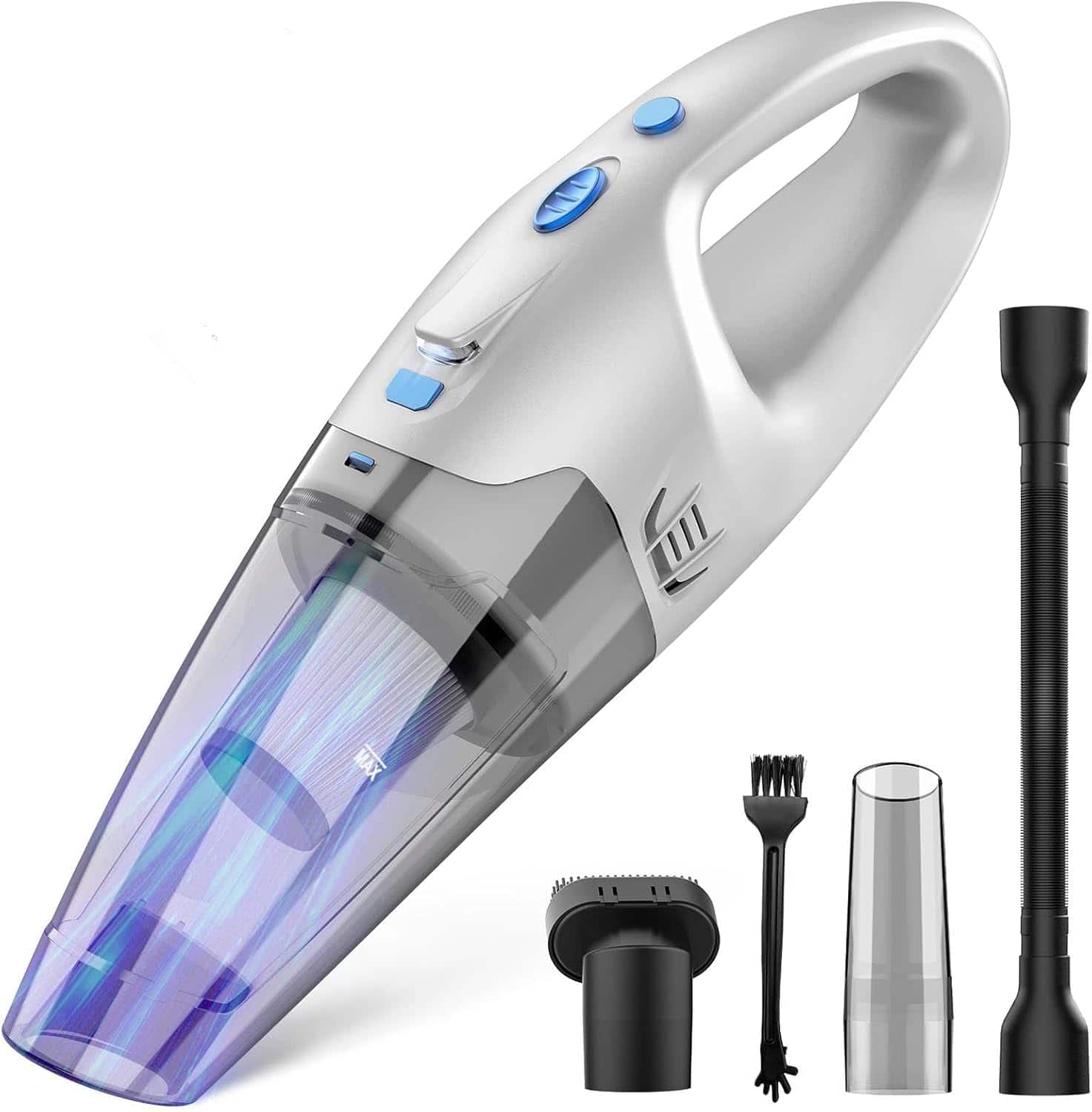 Teendow - 6000Pa Powerful Cordless Handheld Vacuum Cleaner, 450ml Dustbin, Rechargeable Portable, for Car, Home & Sofa - White