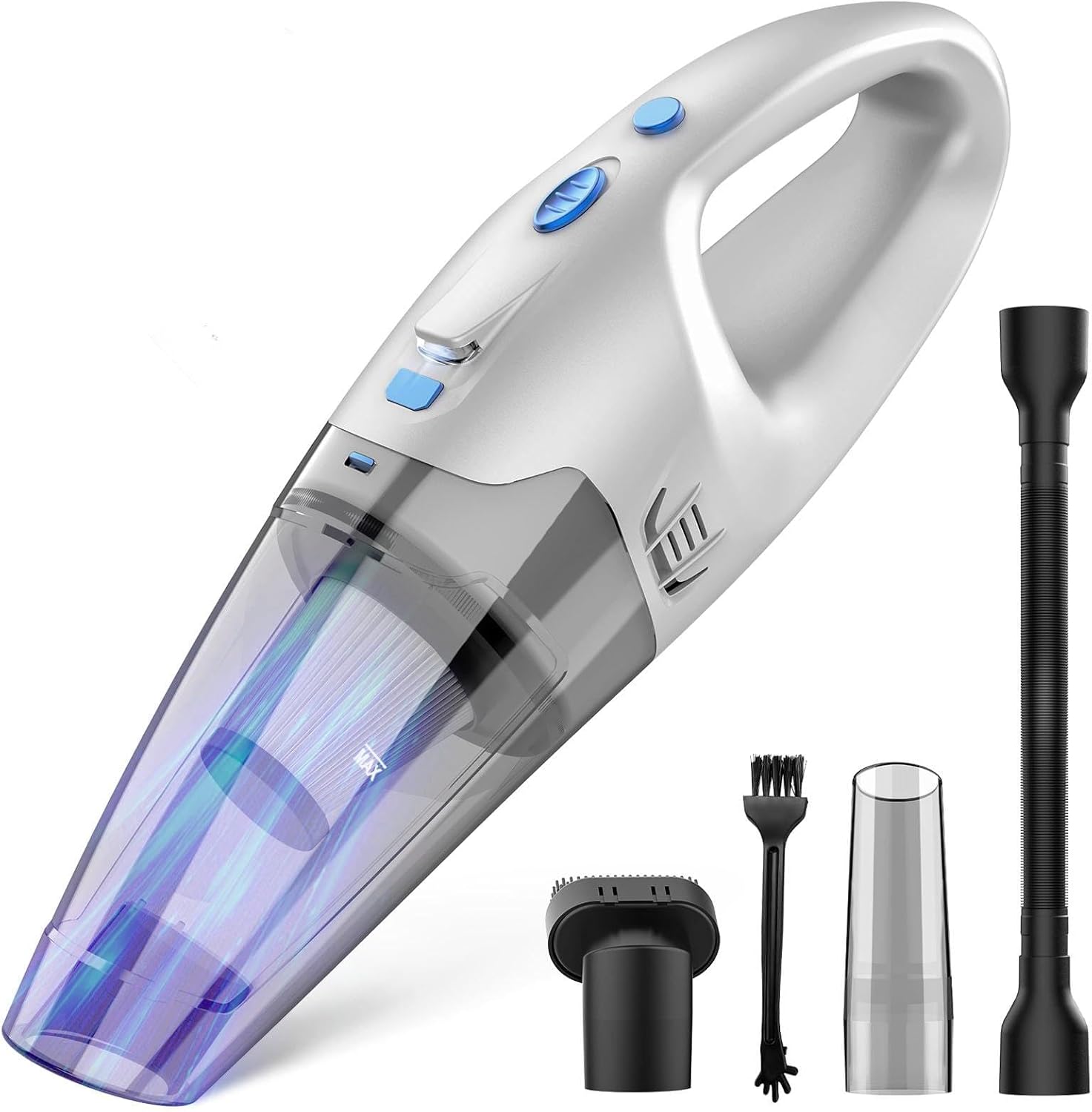 Teendow - 6000Pa Powerful Cordless Handheld Vacuum Cleaner, 450ml Dustbin, Rechargeable Portable, for Car, Home & Sofa - White