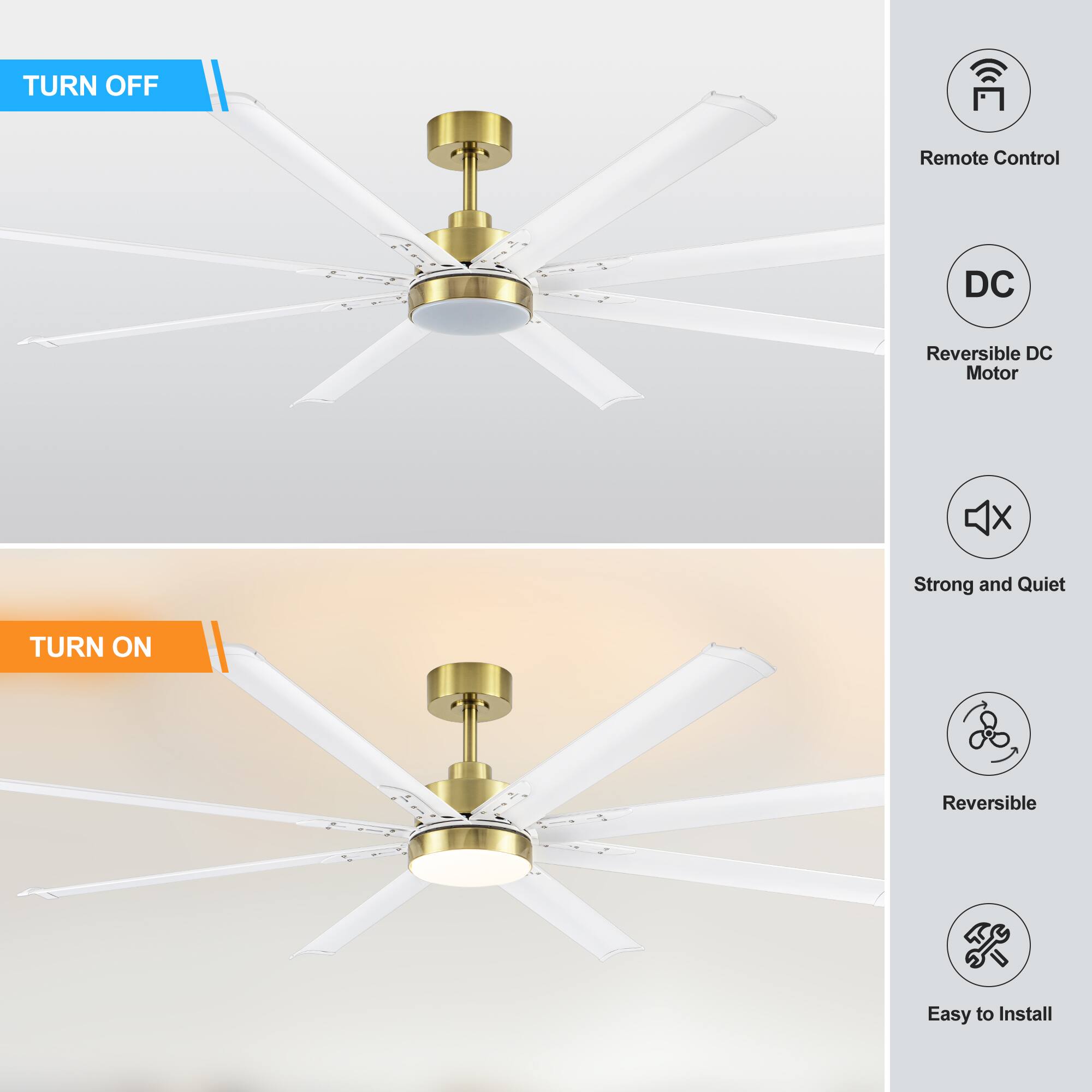 TURN OFF Remote Control DC Reversible DC Motor Strong and Quiet

TURN ON Reversible Easy to Install