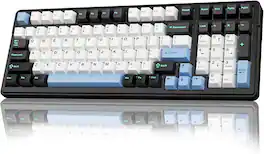 AULA - F99, 99-Key, Wireless, Hot Swappable, Mechanical Gaming Keyboard, RGB, 5-Layer Padding, 8000 mAh Battery - Blue White Black