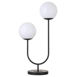 Hudson&Canal - Dufrene 2-Light Table Lamp with Glass Shades/White Milk - Blackened Bronze