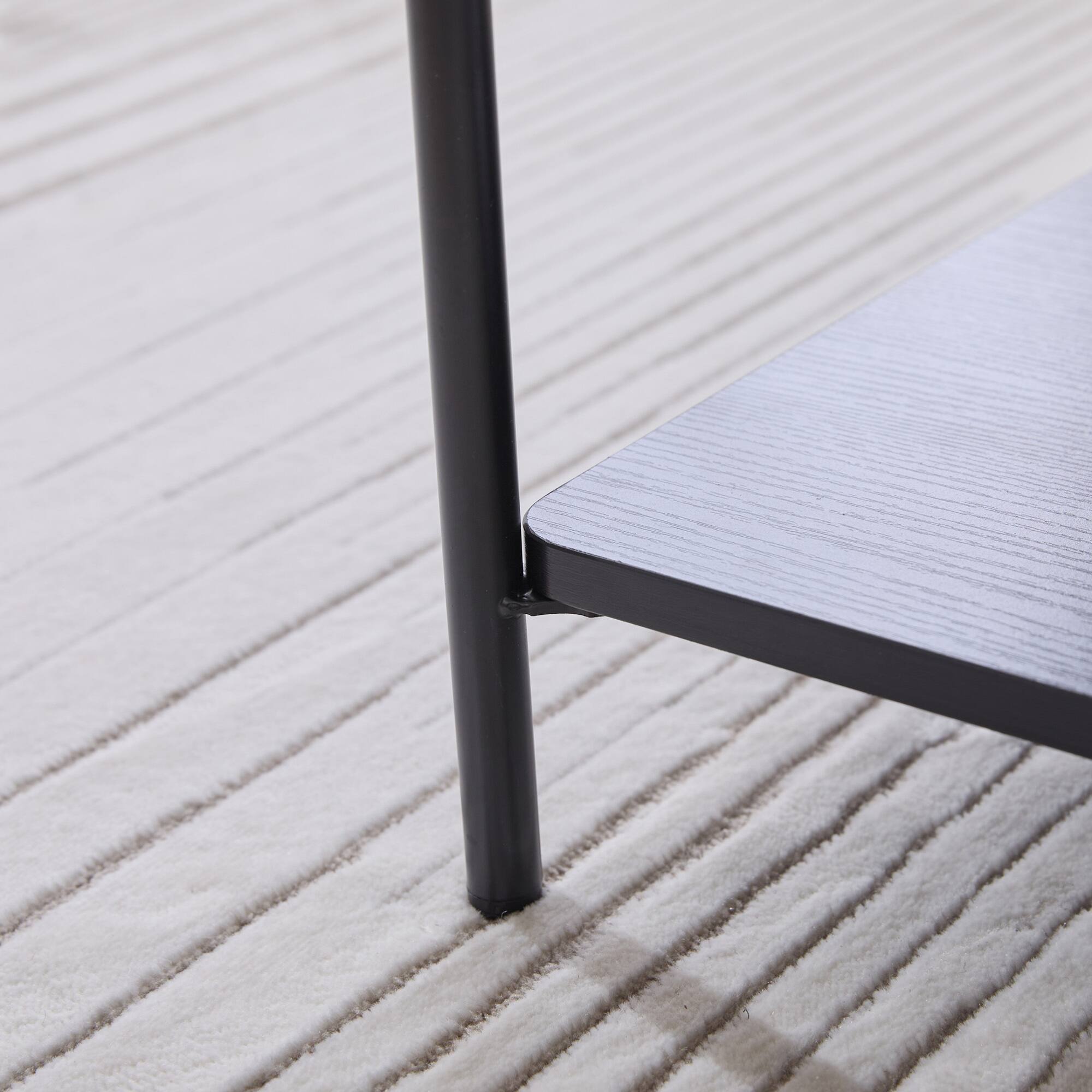 Alt View 5. GOODSILO - 30.7-Inch Wide Upholstered Ottoman Coffee Table with Storage Shelf and Metal Legs - Charcoal.