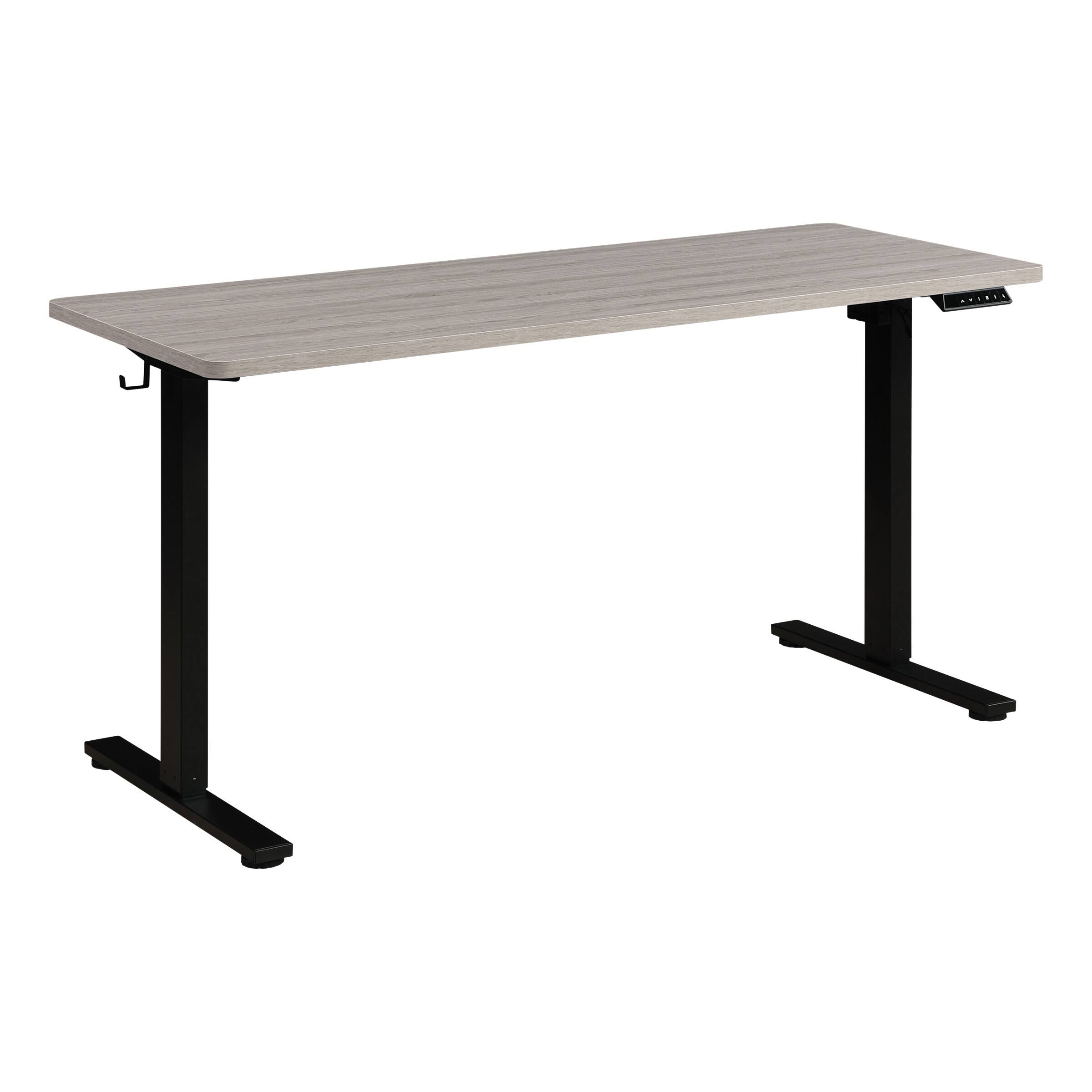 Angle. OSP Home Furnishings - 59"W Sit to Stand Electric Desk - Black / Light Grey.