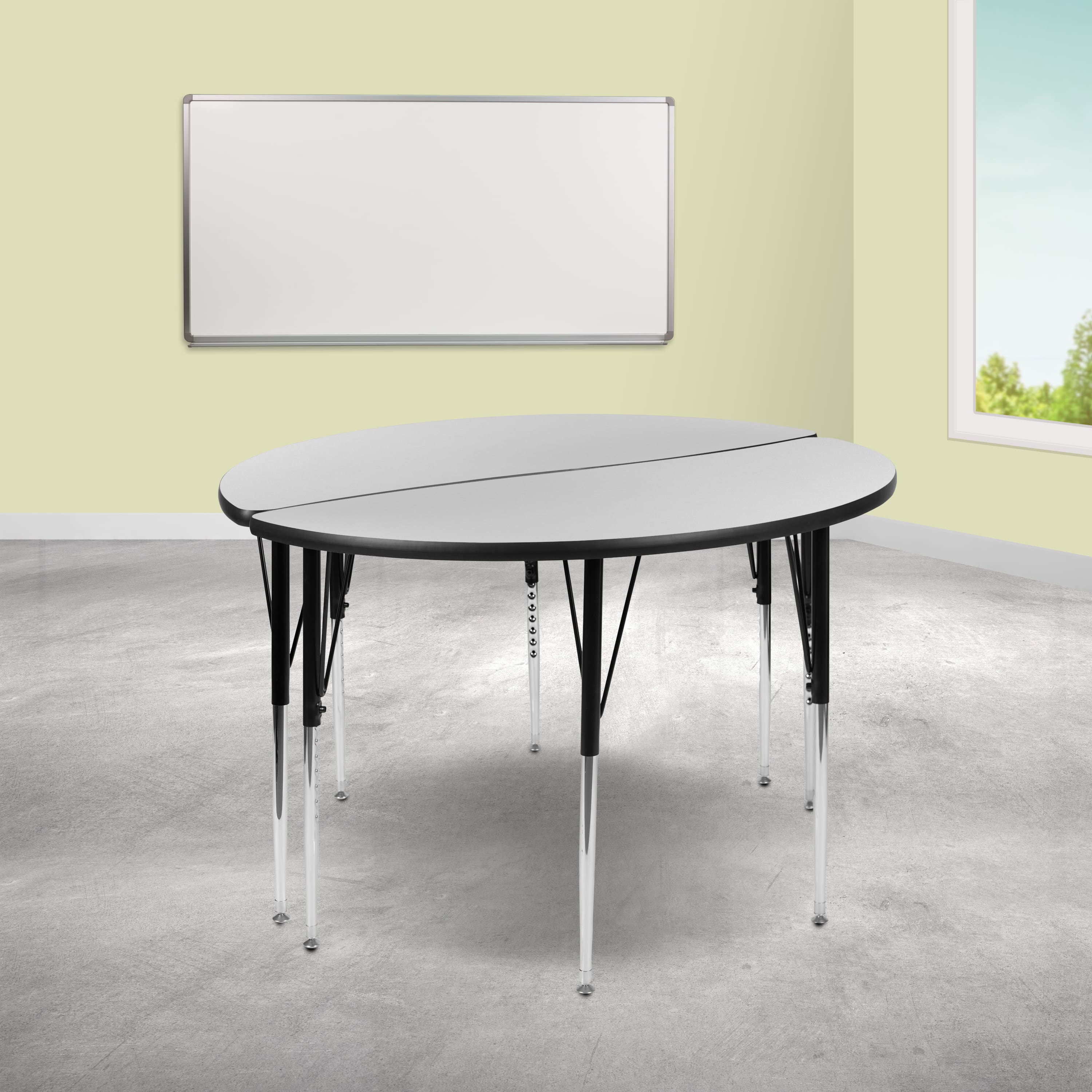 "Emma + Oliver - 2 Piece 47.5"" Circle Wave Collaborative Grey Adjustable Activity Table Set - Gray" price history on PriceWatchPro