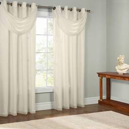 Commonwealth Home Fashions - Commonwealth Thermavoile Rhapsody Lined Grommet Ascot Valance - 36x19" - Ivory