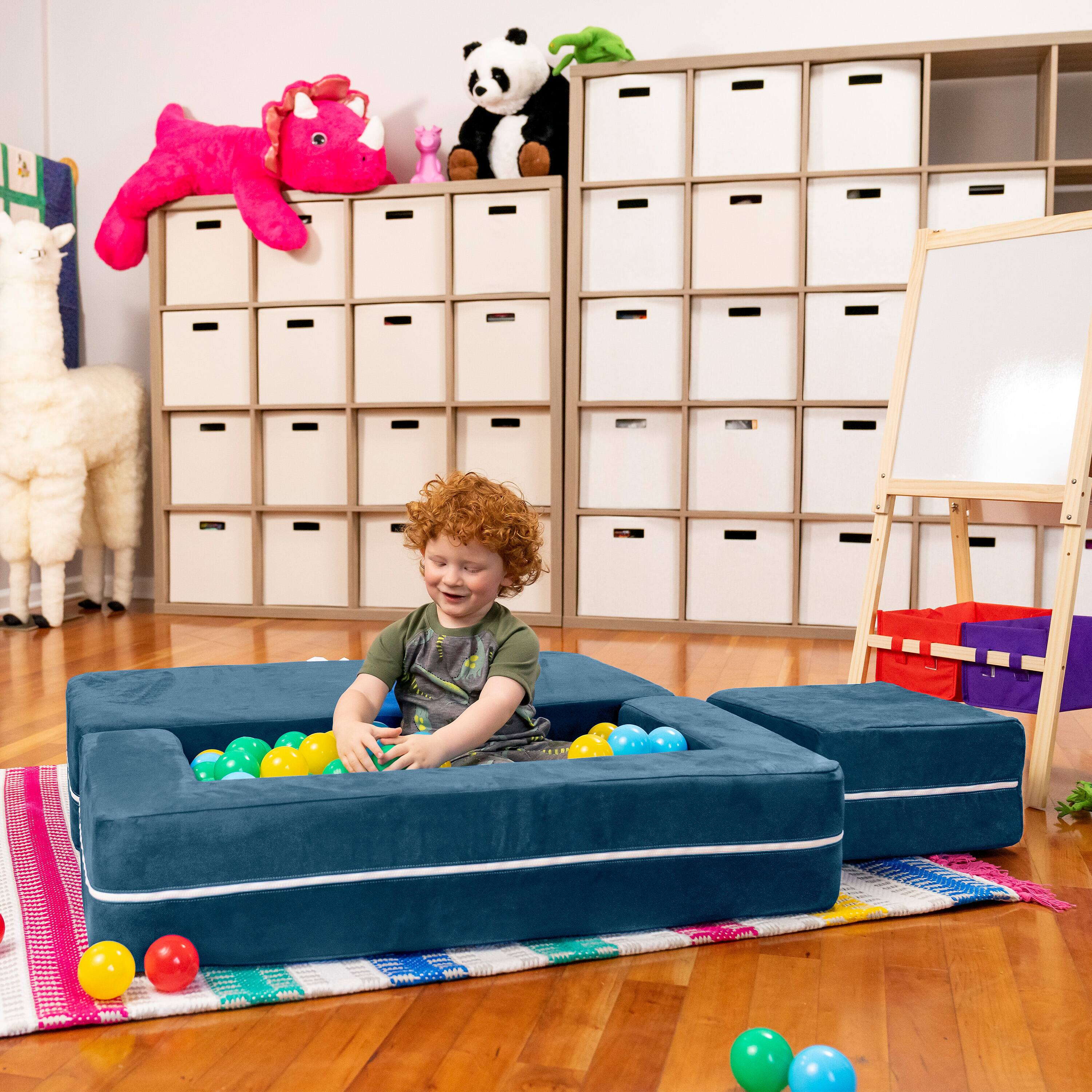 Alt View 2. Jaxx - Jaxx Zipline Kids Modular Loveseat & Ottomans/Fold Out Lounger, Navy - Navy.