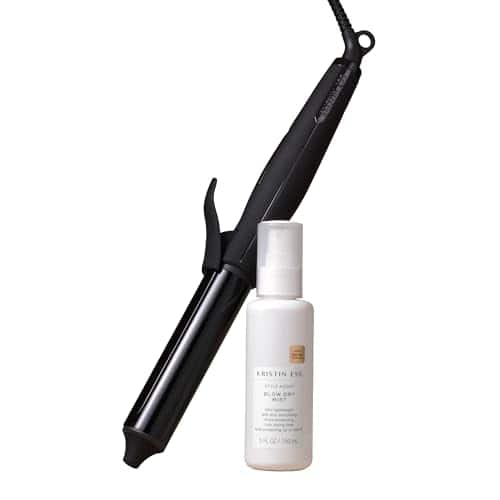 Vulpecula Spade - Hair NANOBLACK 11/4 Inch Automatic Ceramic Curling Iron + Style Assist Blow Dry Heat Protectant Spray - Dual Voltage