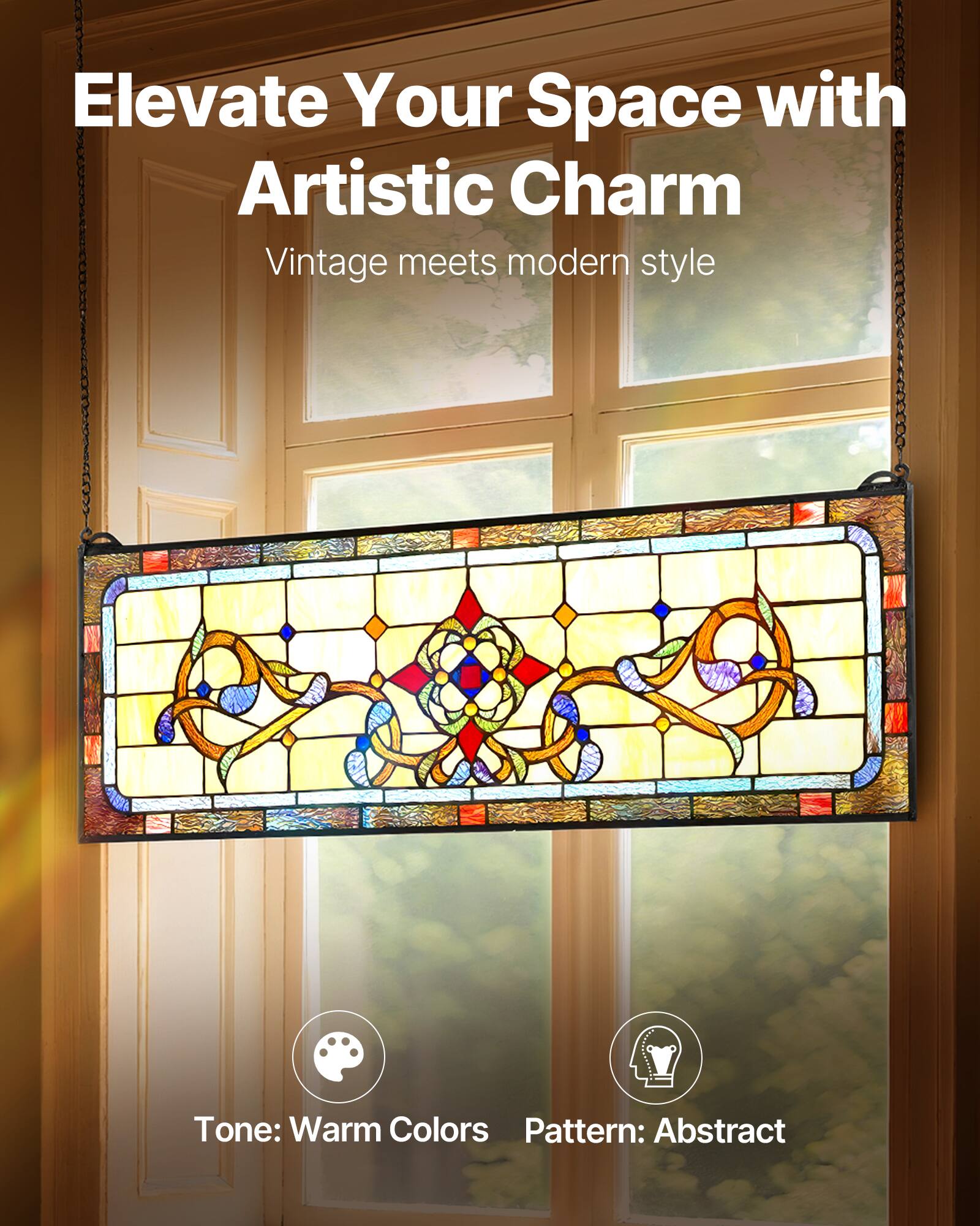 Elevate Your Space with Artistic Charm  
Vintage meets modern style  

Tone: Warm Colors  
Pattern: Abstract