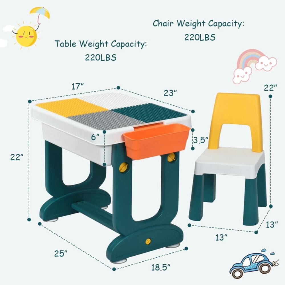 Chair Weight Capacity: 220LBS  
Table Weight Capacity: 220LBS  

17"  
23"  
22"  
6"  
3.5"  
22"  
13"  
13"  
25"  
18.5"