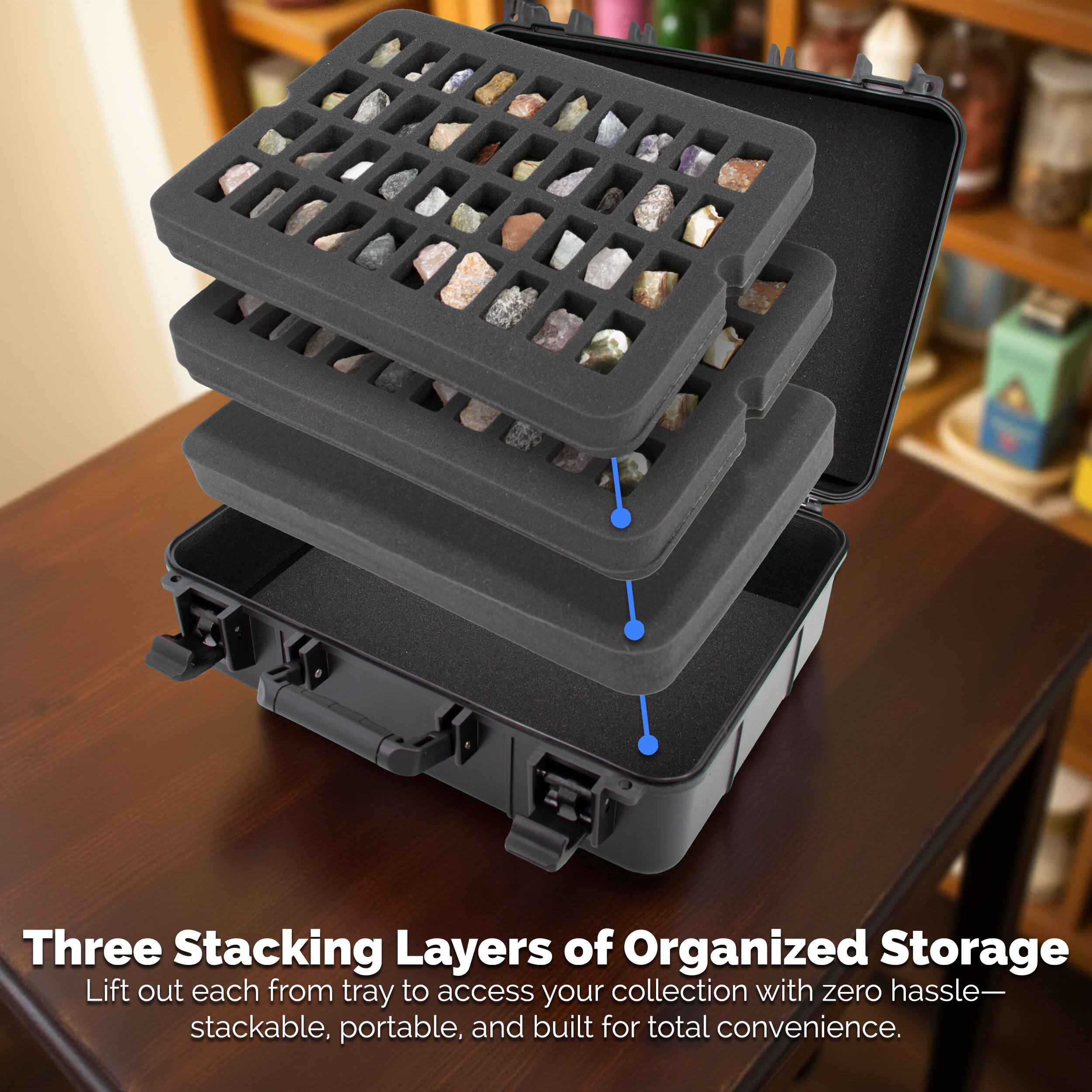 Three Stacking Layers of Organized Storage  
Lift out each from tray to access your collection with zero hassle—stackable, portable, and built for total convenience.