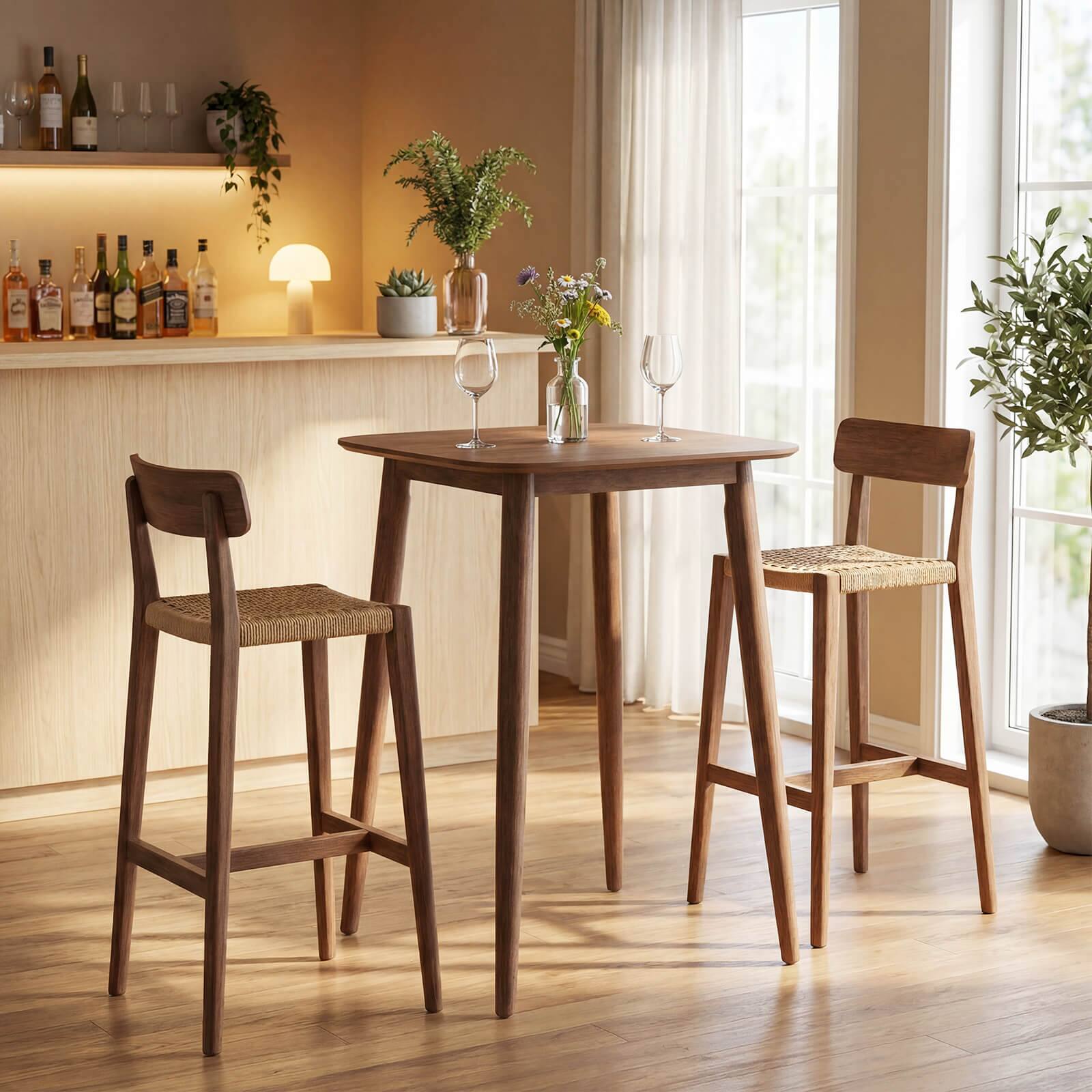 Alt View 3. Costway - Costway 36 Inch Solid Rubber Wood Farmhouse Kitchen Table with Sturdy Pedestal Base - Walnut.