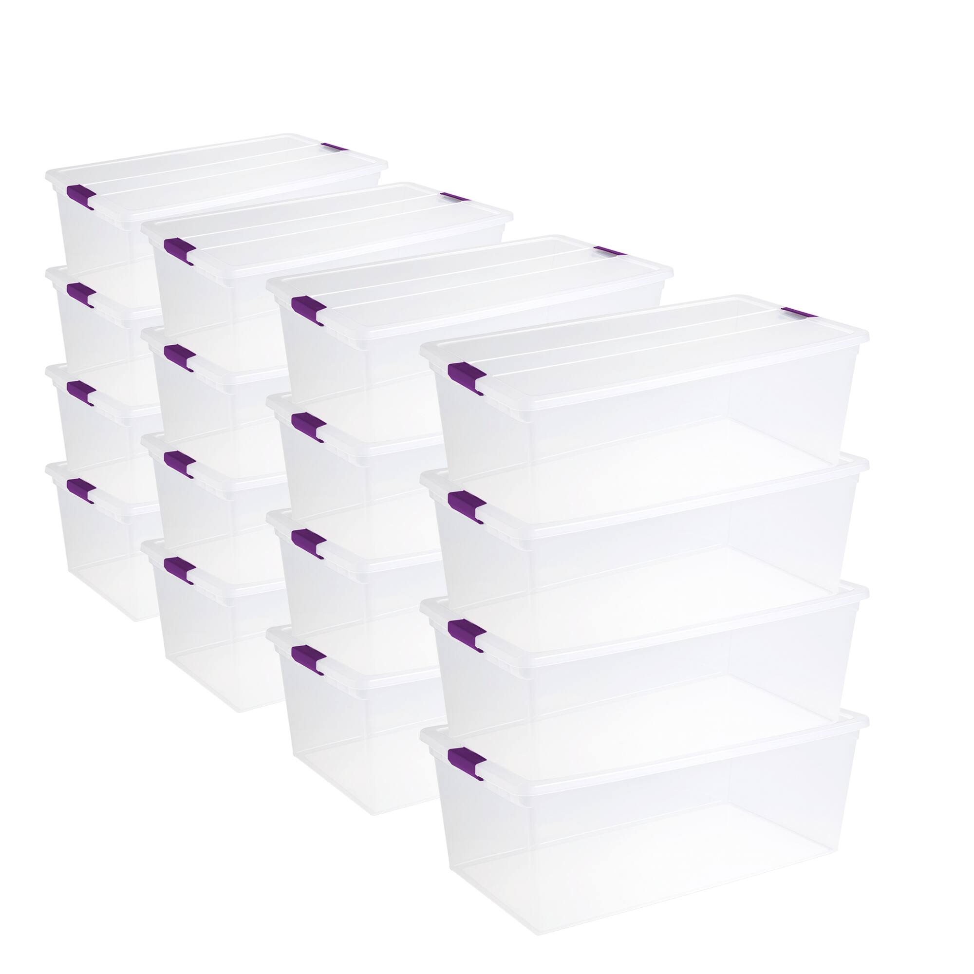 Front. Sterilite - Sterilite 110 Qt Clear Storage Organization Box w/ Secure Latching Lid (16 Pack).