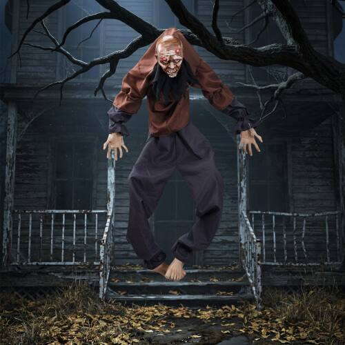 Alt View 9. Winado - 5FT Halloween Hanging Skeleton with Leg Movement, Scary Sounds for Indoor Outdoor Holiday Yard Door Party Decorations - Brown & Gray.