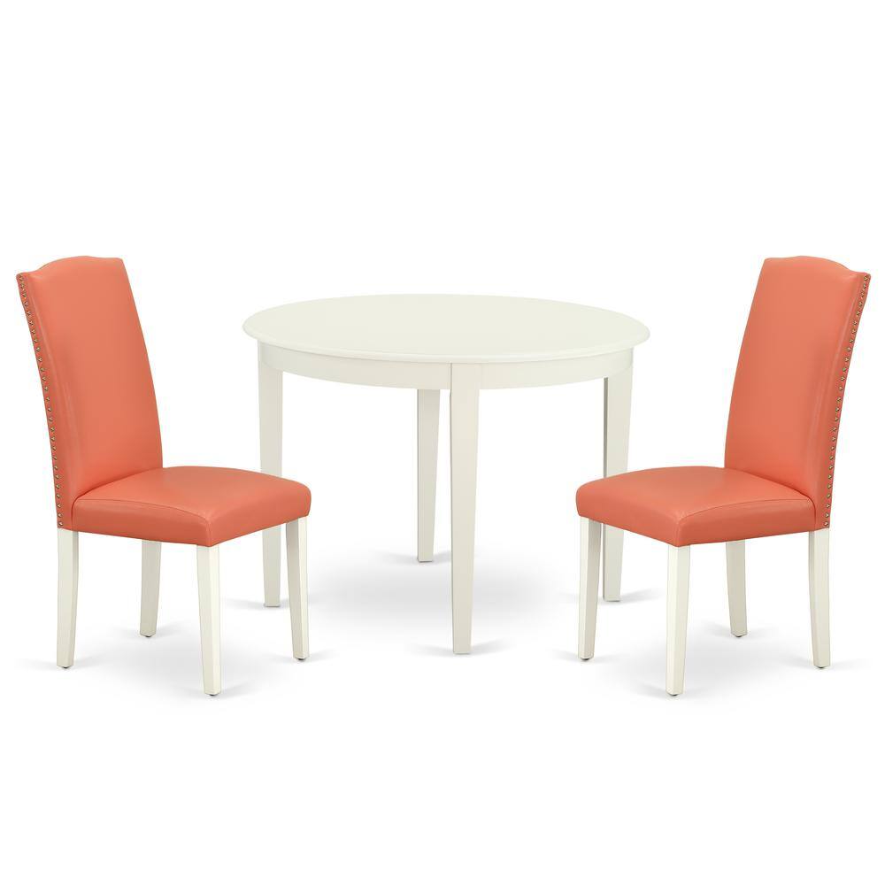 Left. East West Furniture - Dining Room Set Linen White - Brown.