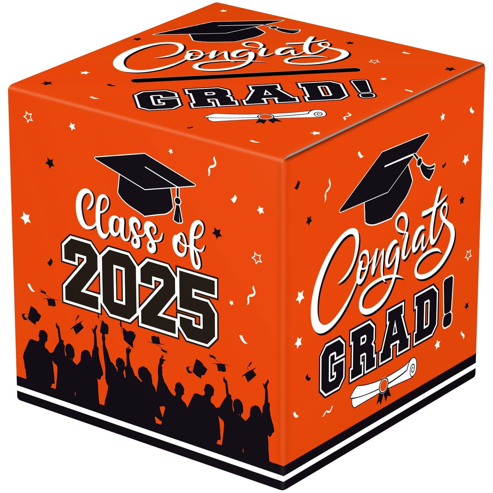 Paradigms Interiors - Graduation Card Box 2025 - Congrats Grad Boxes Holder Blue And Class Of Gift Cards For Party Decorations Fa - Orange