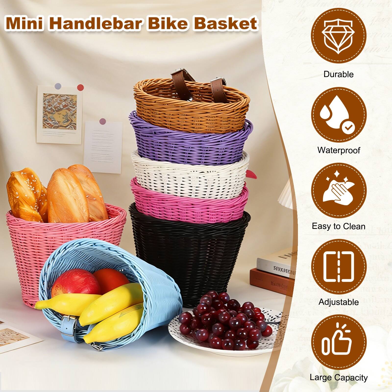 Mini Handlebar Bike Basket

- Durable
- Waterproof
- Easy to Clean
- Adjustable
- Large Capacity