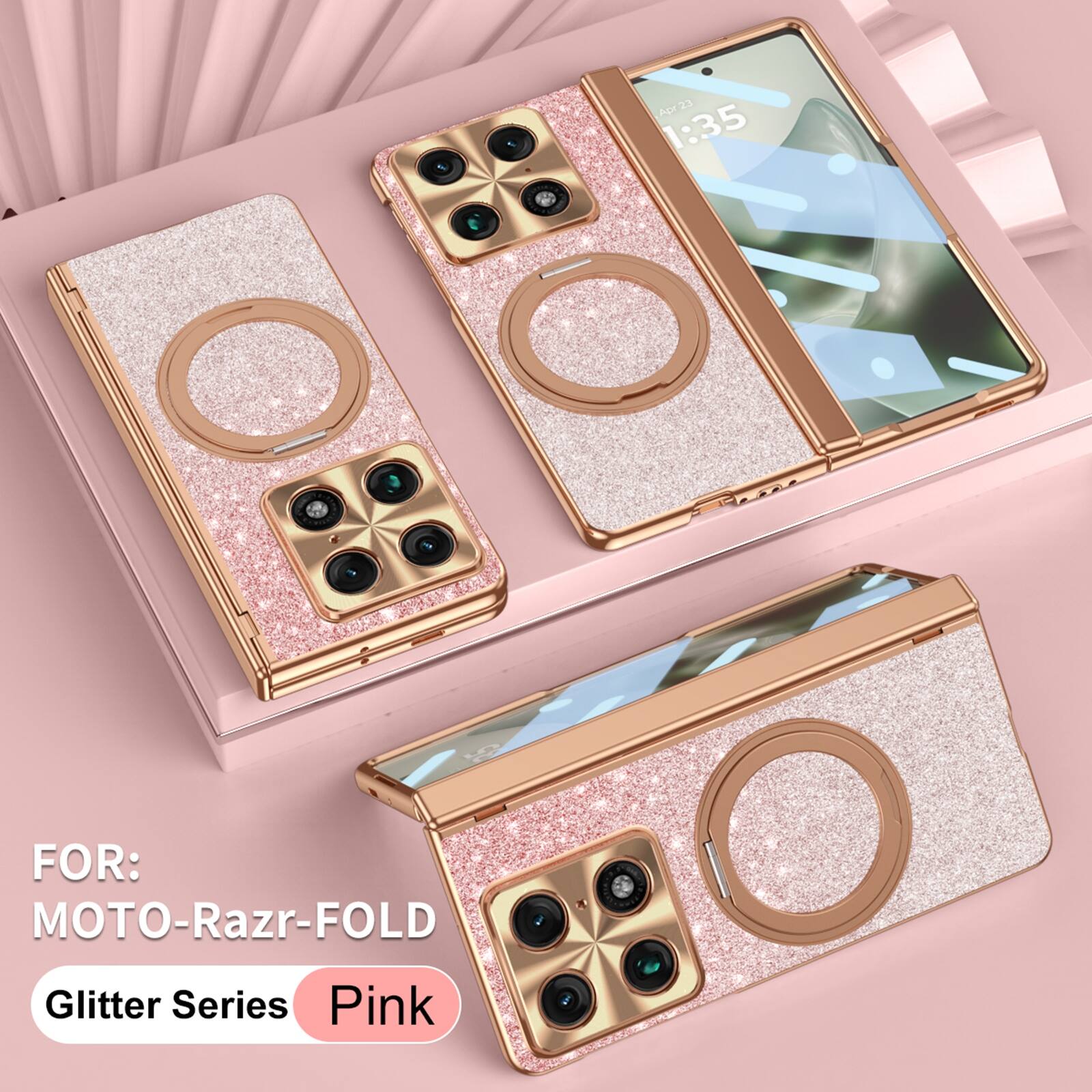 Agr 23 1:35 FOR: MOTO-Razr-FOLD Glitter Series Pink