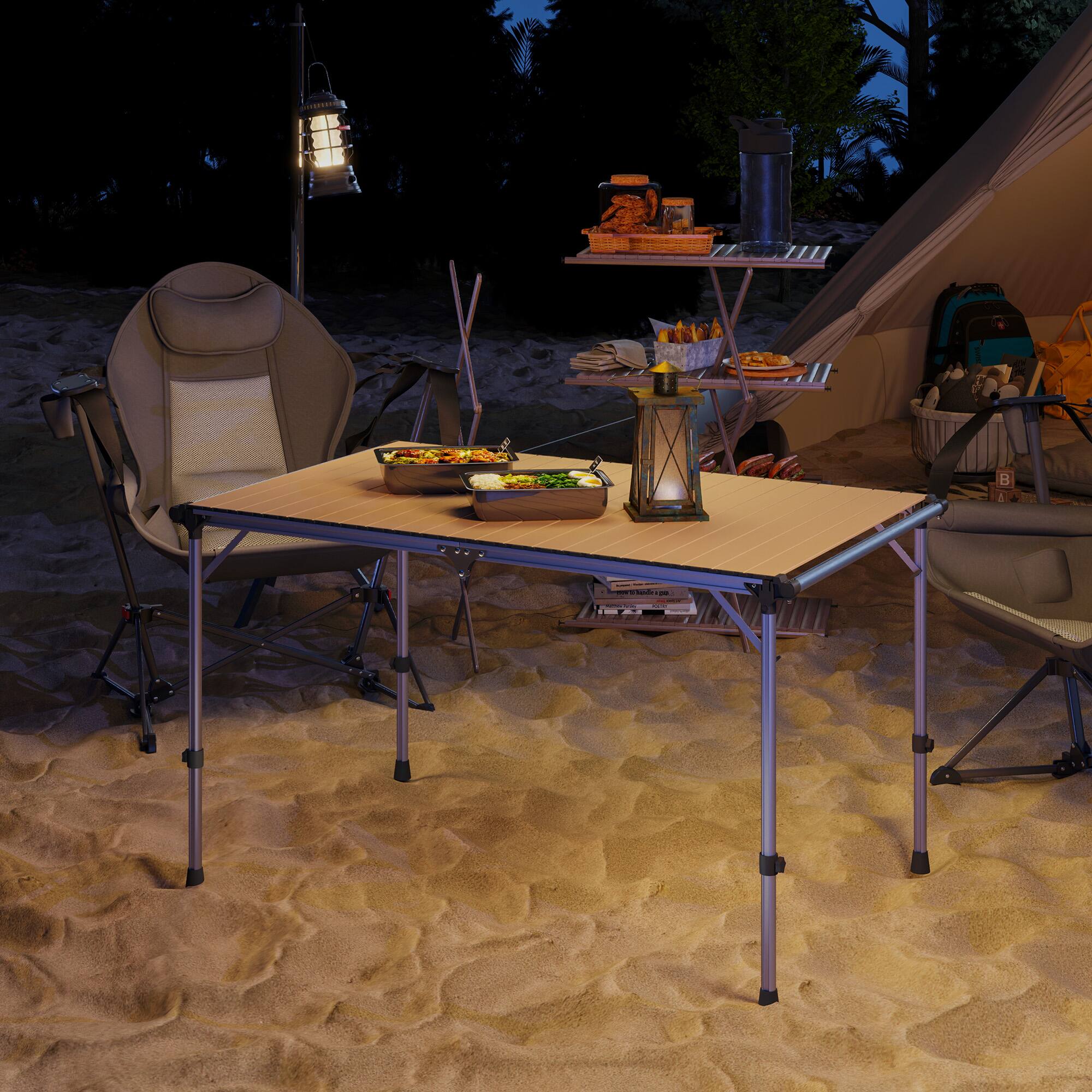Alt View 1. Outsunny - Camping Table, Adjustable Height Aluminum Table, Portable Camping Table for Picnic - Brown.