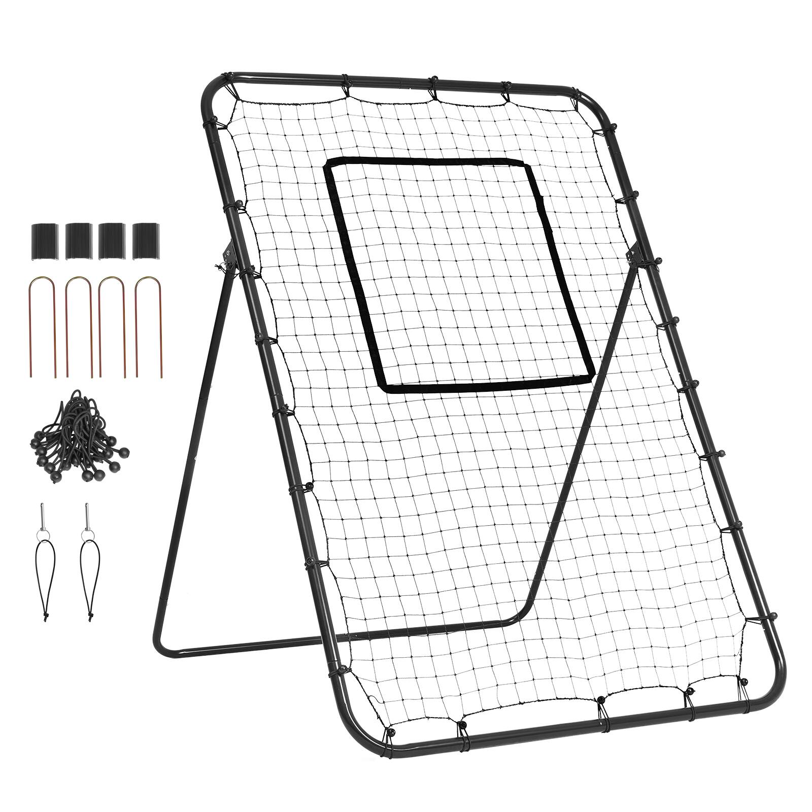 Front. VEVOR - Baseball And Softball Rebounder Net, 4 x 6 Feet PitchBack Baseball Nest for Pitching and Fielding Training - Black.