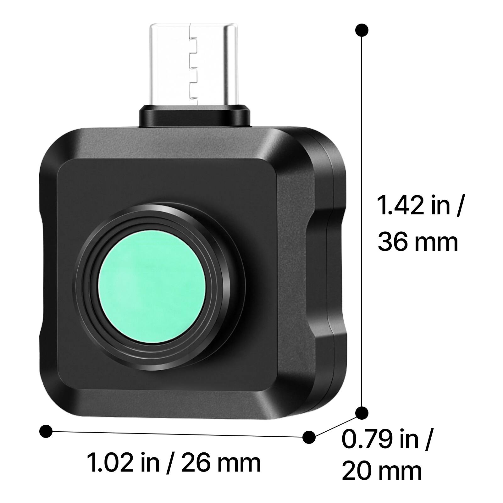1.42 in / 36 mm  
1.02 in / 26 mm  
0.79 in / 20 mm