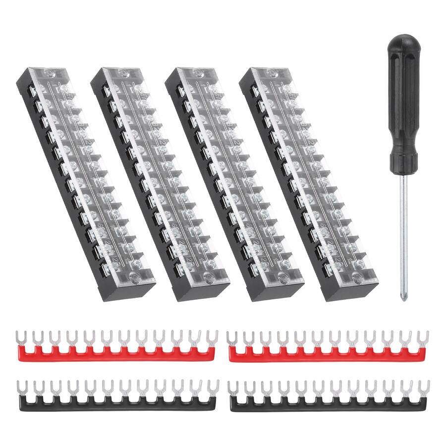 Dual Row Terminals Unique Bargains Screw Terminal Block 12 Positions, Dual Row, 600V 25A ...