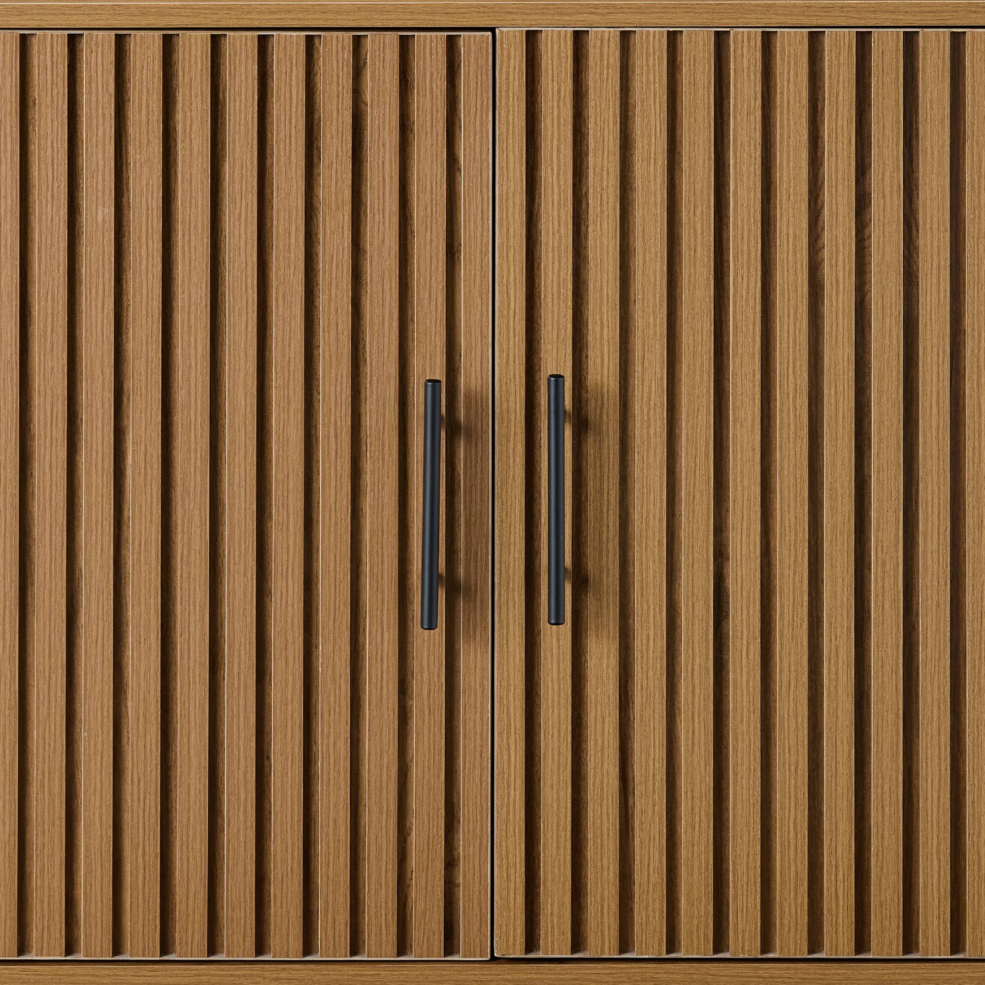 Alt View 3. Best Choice Products - Best Choice Products 2-Door Slatted   Storage Cabinet, Accent Furniture w/ Non-Scratch Foot Pads - Brown - Brown.