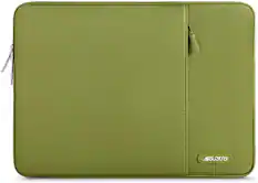 Front. mosiso - 15-16 Inch Laptop Sleeve with Pocket, Polyester Vertical Case for MacBook Pro 16 M5 M4 M3 M2 M1,HP Acer Dell Lenovo ASUS - Chartreuse.