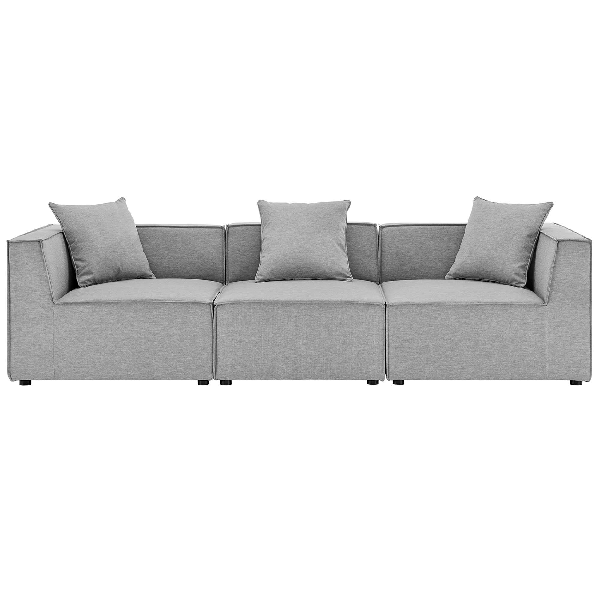 Angle. Modway - Saybrook 3-Piece Outdoor Patio Upholstered Sectional Sofa by Modway - Gray.