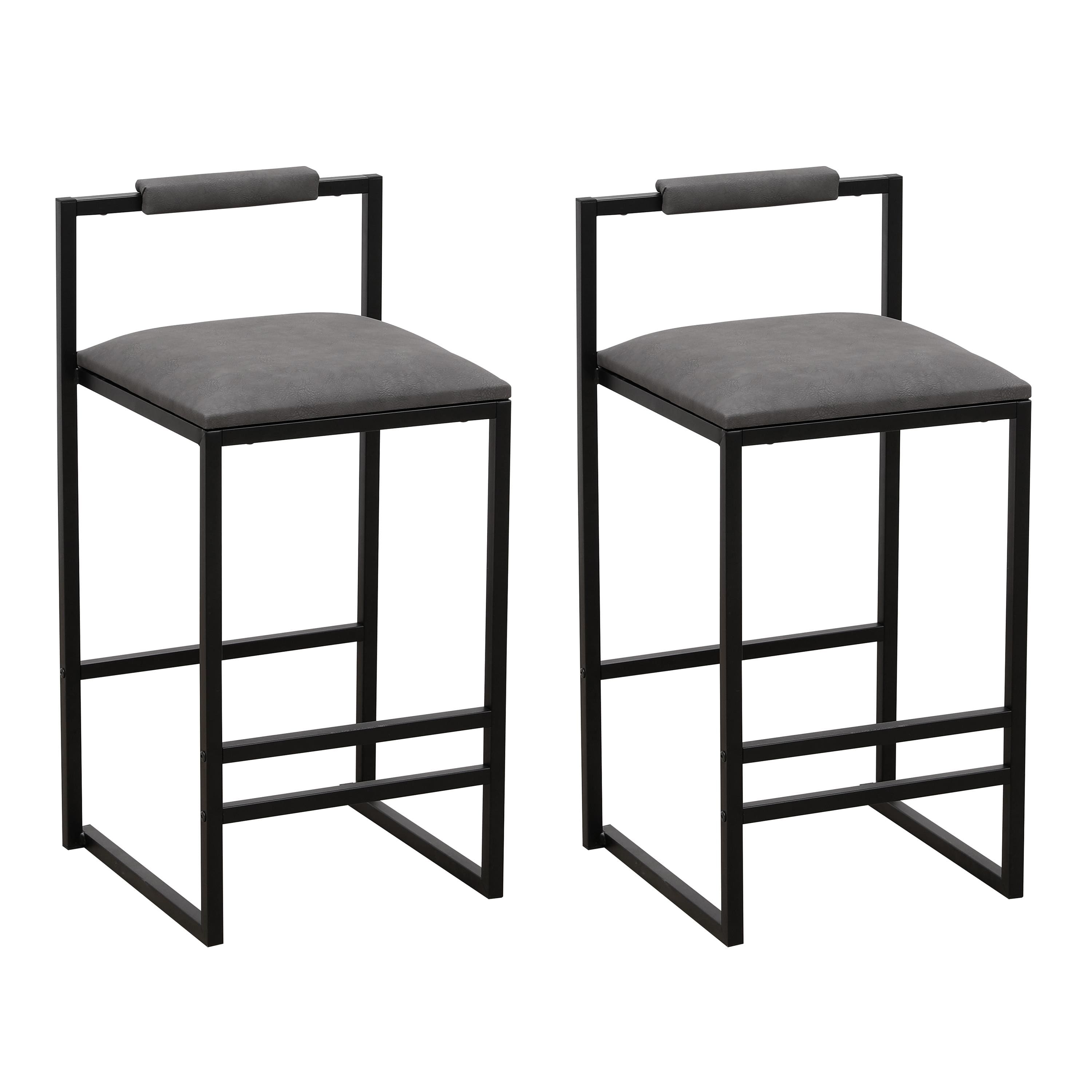 SlickBlue - Set of 2 Counter Height Barstools Kitchen Island Stools with Backs for Comfort & Style - Gray