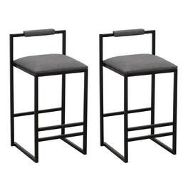 SlickBlue - Set of 2 Counter Height Barstools Kitchen Island Stools with Backs for Comfort & Style - Gray