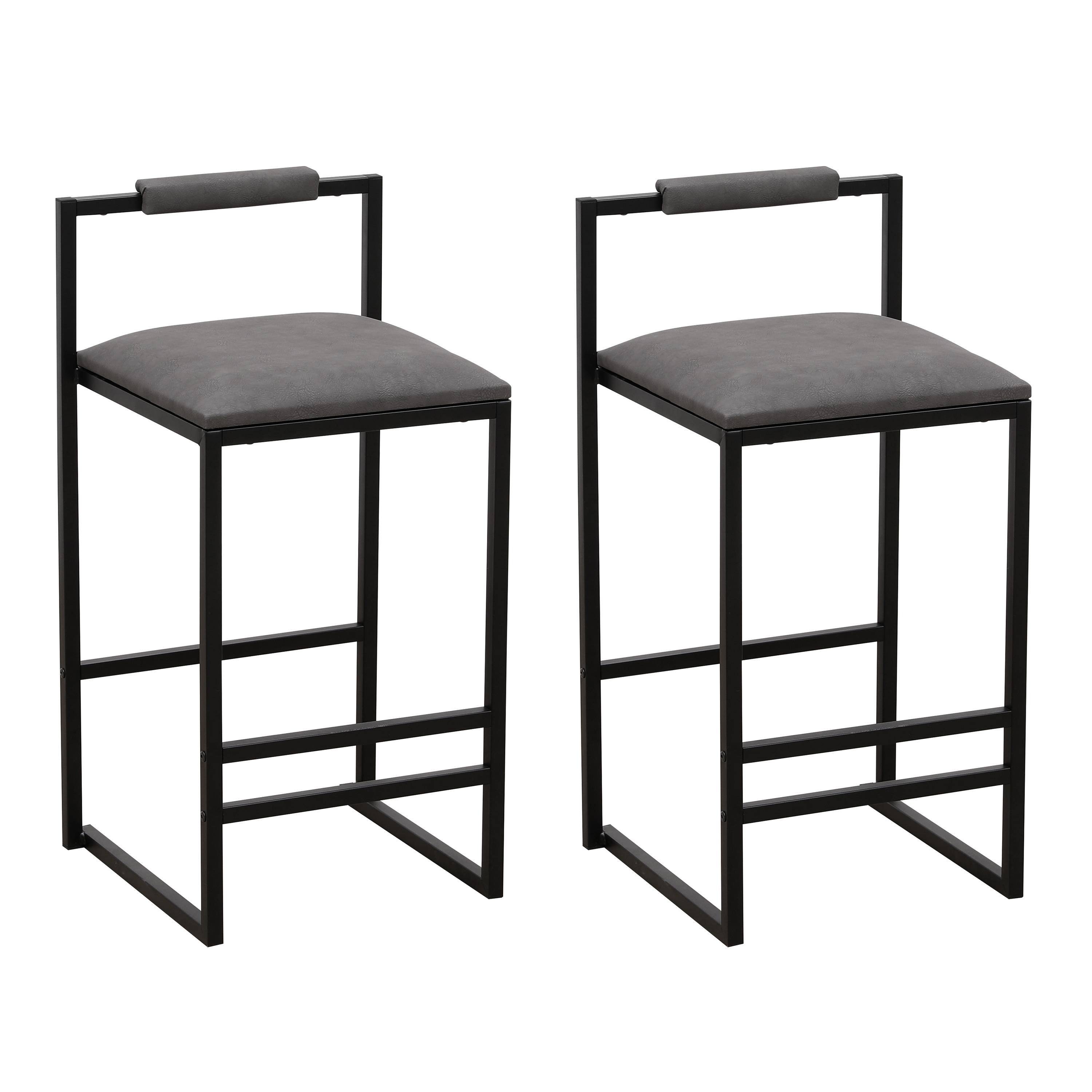 Front. SlickBlue - Set of 2 Counter Height Barstools Kitchen Island Stools with Backs for Comfort & Style - Grey.