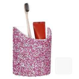 Unique Bargains - 4.3 x 4.7 inch Wall-Mounted Makeup Brush Holder with Clear for Makeup Pencils, for Dressing Table or Bathroom Wall - Rose Red