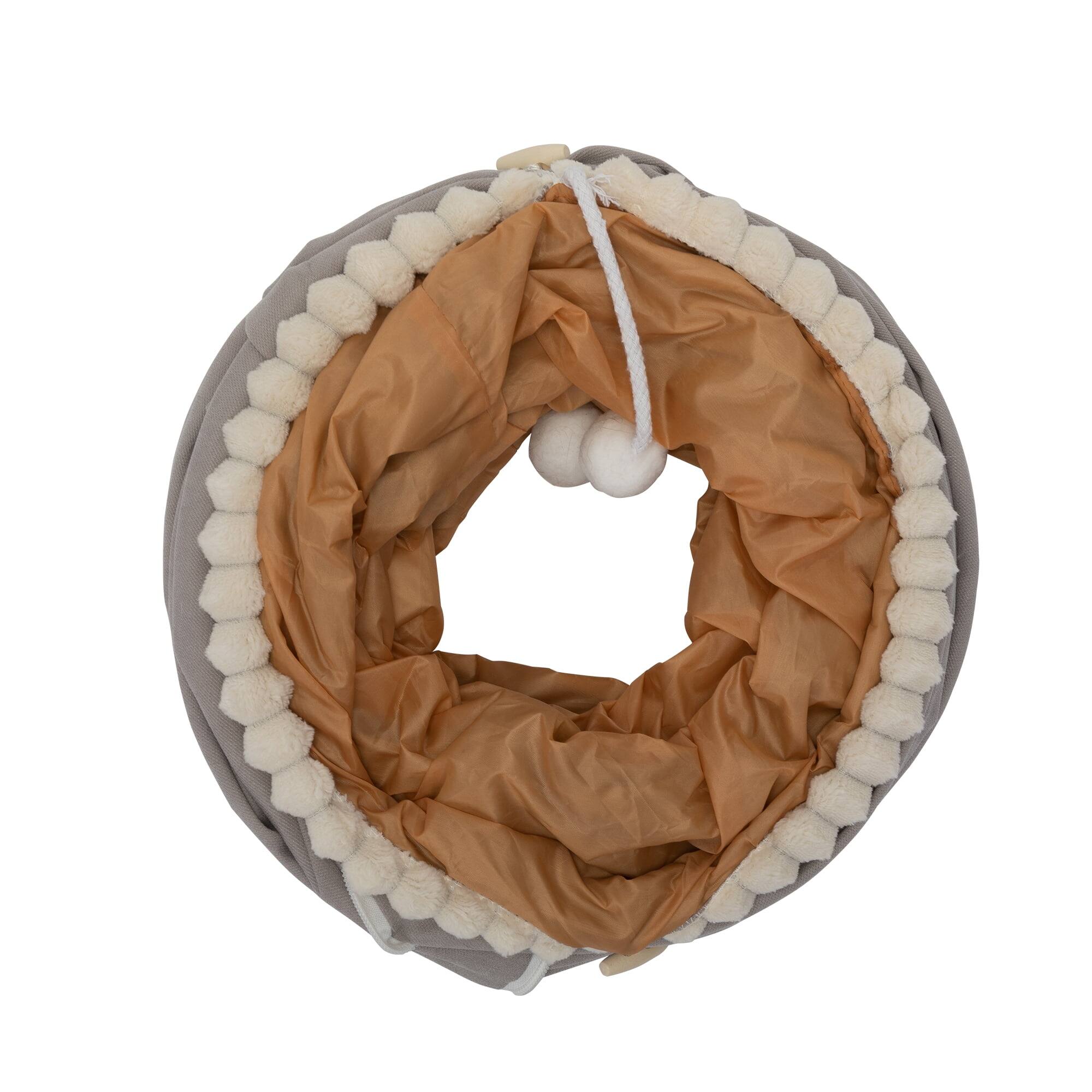 Alt View 1. Pefilos - 49" Large Cat Tunnel Bed for Indoor, Cat Tube with Collapsible Washable Cat Bed, Cat Toys for Small Medium Kitty City - Gray.