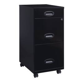 Space Solutions - 18" Deep 3 Drawer Mobile Letter Width Vertical File Cabinet - Black
