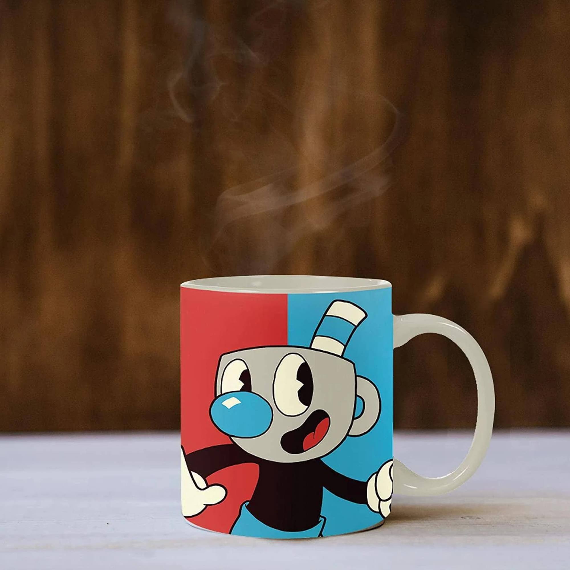 Alt View 10. Just Funky - Cuphead and Mugman 16oz Ceramic Mug - Red.