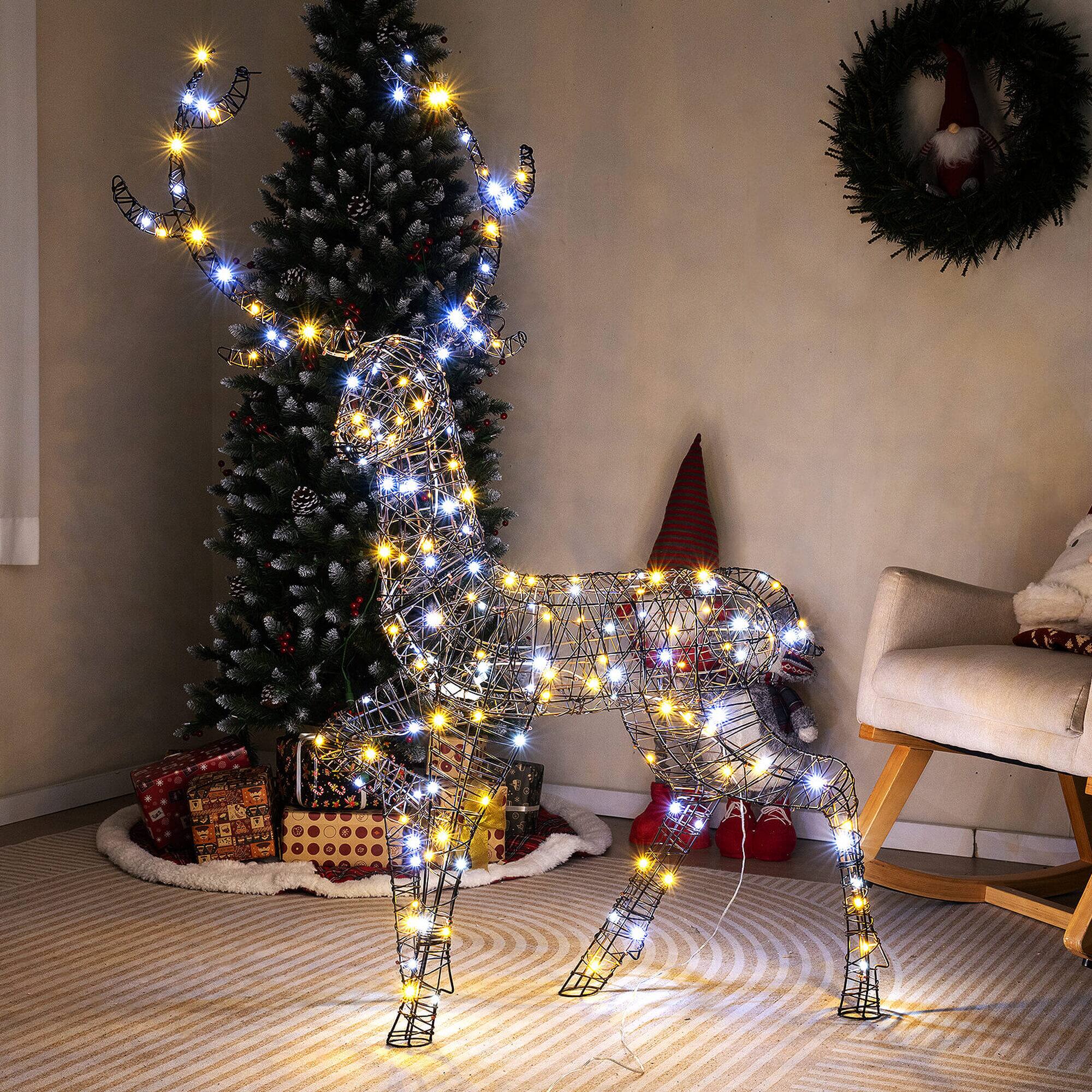 Alt View 5. Costway - Costway 4.6FT Pre-Lit Christmas Reindeer with 170 Bright LED Lights Zip Ties Ground Stakes - Brown.