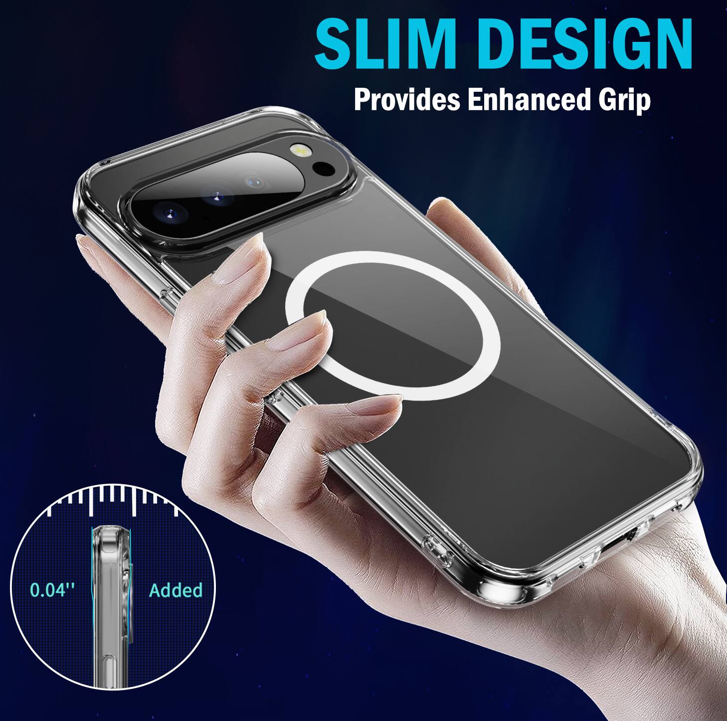 SLIM DESIGN  
Provides Enhanced Grip  
0.04" Added