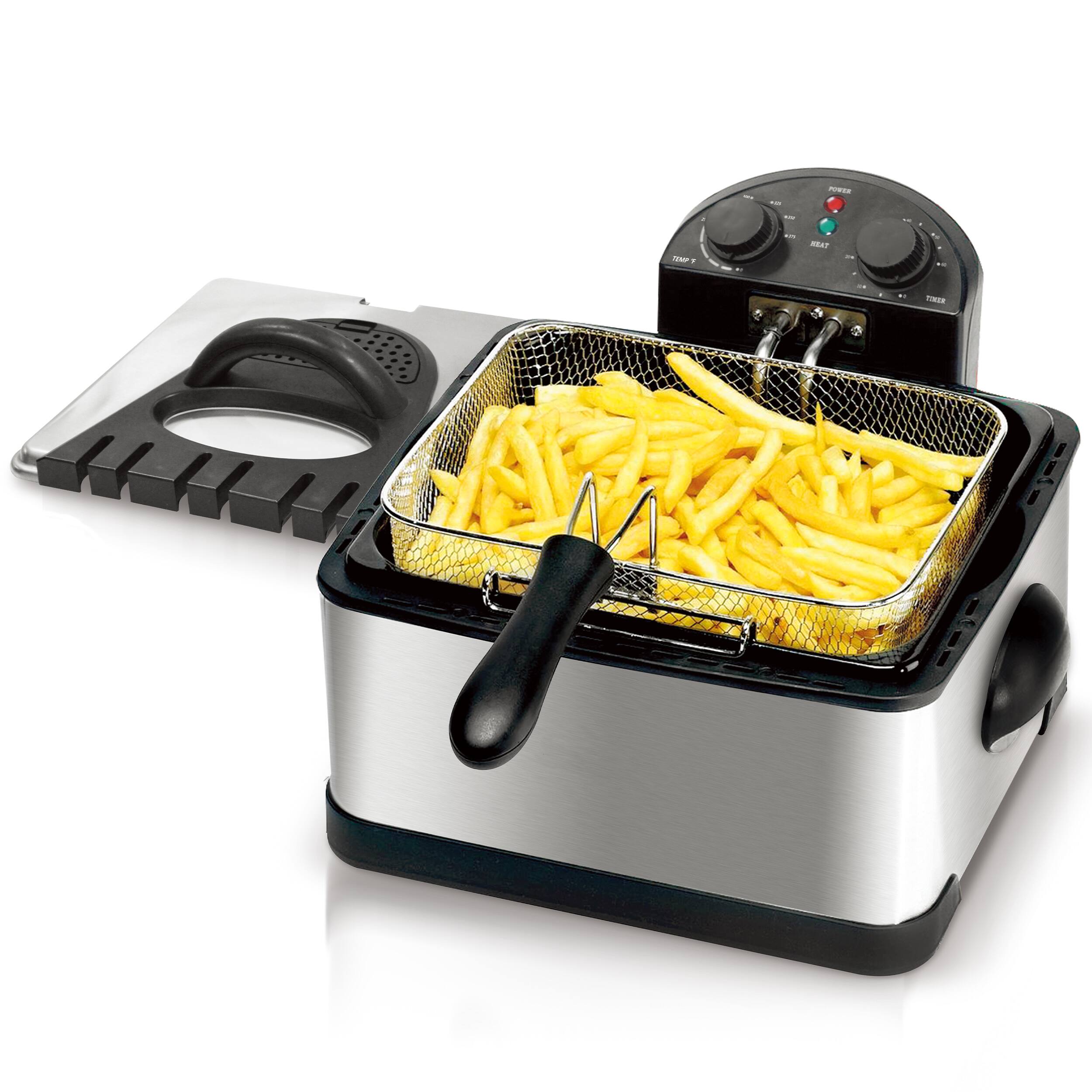 Alt View 2. MegaChef - MegaChef 4.23 Quart Stainless Steel Electric Deep Fryer with Timer - Silver.