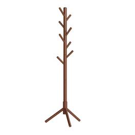 ThinkLink Electronic - Solid Wood Coat Rack Free Standing Tree-shaped With 8 Hooks 3 Height Options For Clothes Hats Bags Living - Caramel Brown Modern