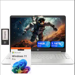 HP - 15.6" FHD Laptop,Intel i3-1215U,16GB RAM,1TB SSD+160GB Docking Set,Intel UHD Graphics,Numeric Pad,Win 11 Pro - Silver