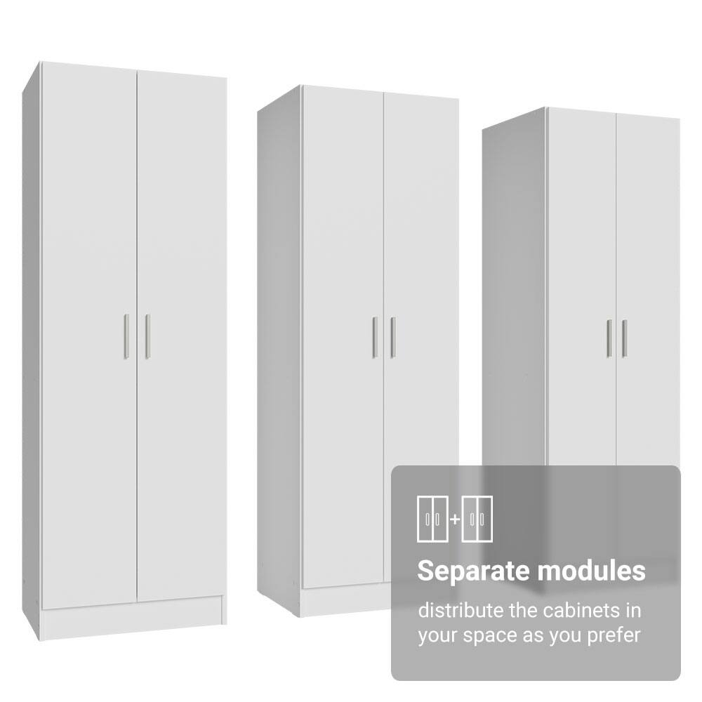 Separate modules distribute the cabinets in your space as you prefer.