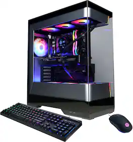 CyberPowerPC - Gaming Desktop - AMD Ryzen 9 9900X 2024 - NVIDIA GeForce RTX 5080 16GB - 32GB DDR5 Memory - 2TB SSD Storage - Black