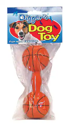 BOSS PET - Digger's Orange Latex Basketball Dumb Bell Squeaky Dog Toy Large 1 pk - Multicolored