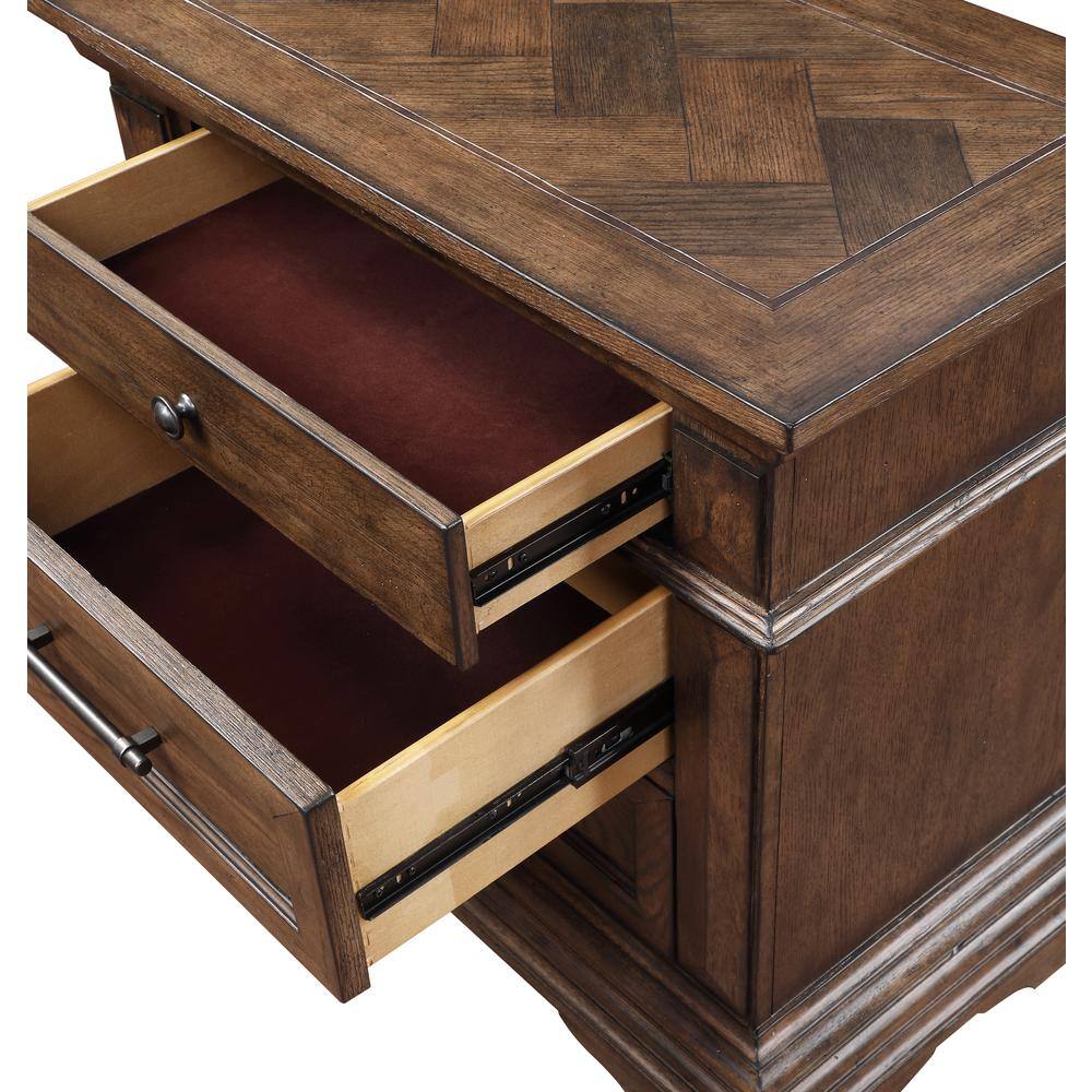 Alt View 1. New Classic Furniture - Furniture Mar Vista Solid Wood 3-Drawer Nightstand in Brushed Walnut - Brown.