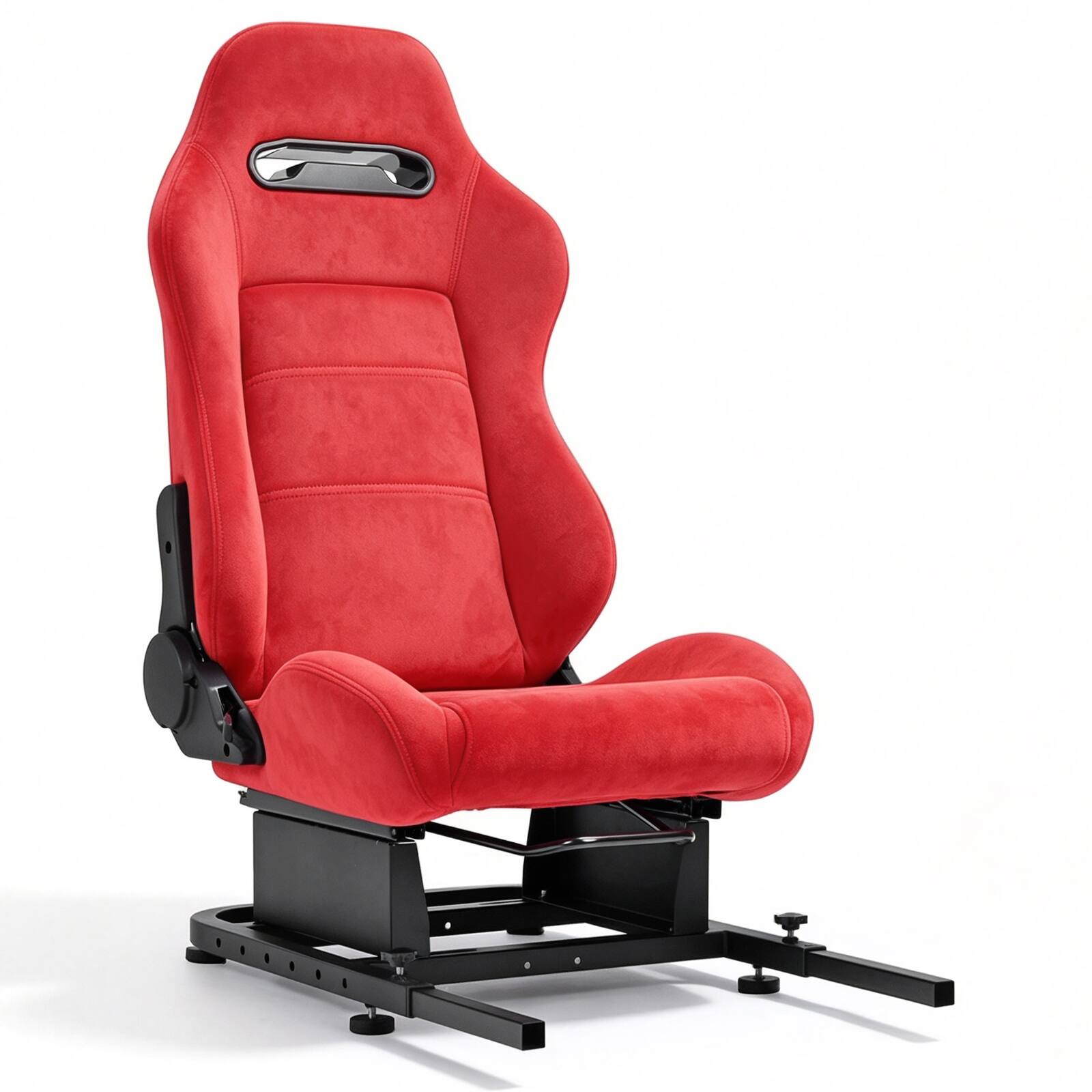 Front. Dardoo - Dardoo Racing Seat & Rear Frame for Wheel Stand, Red Suede Ergonomic Simulator Seat - Black.