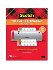 Scotch Thermal Laminating Pouches
3 Mil Letter Size
Durable Clear Finish
Professional Quality
Kids Artwork - Labeling - Certificates - Documents
Everyday Laminating
200 Pouches
8.9" x 11.4" (228 mm x 251 mm) EA
3M